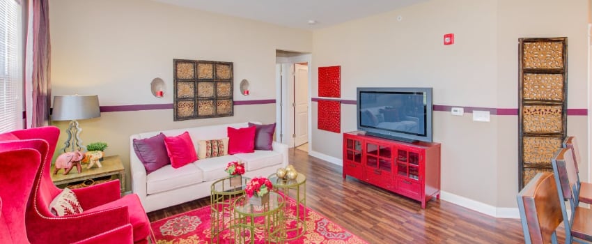 Living room in Bloomington apartment